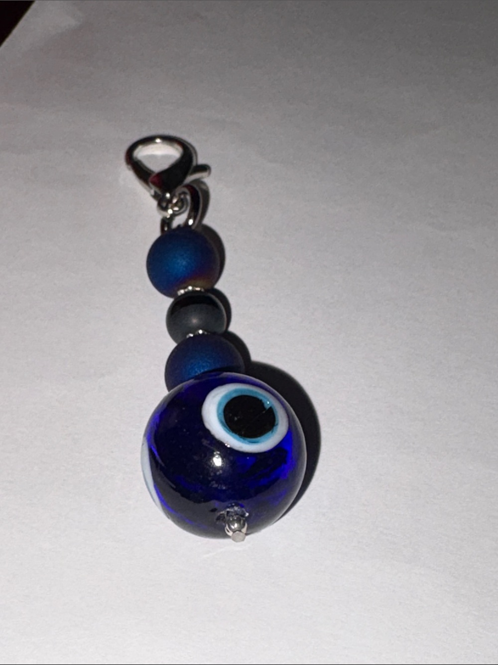 Hand Crafted Agate Crystal Glass Evil Eye Purse Charm Keychain - Picture 2 of 6